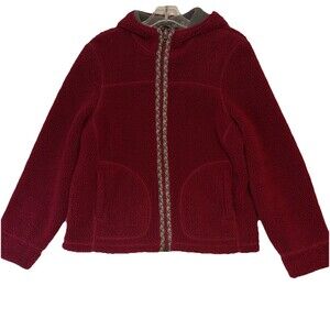 L.L.Bean Women’s Sweater-Fleece Hoodie Jacket Burgundy Red Wine Size Medium